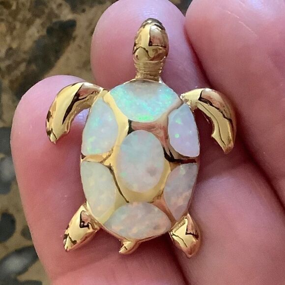 Sterling Silver Gold Plated Opal Tortoise Pen - NEW! 🔥🐢 - Picture 4 of 8